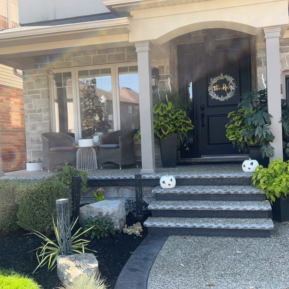 Stamped concrete entry steps